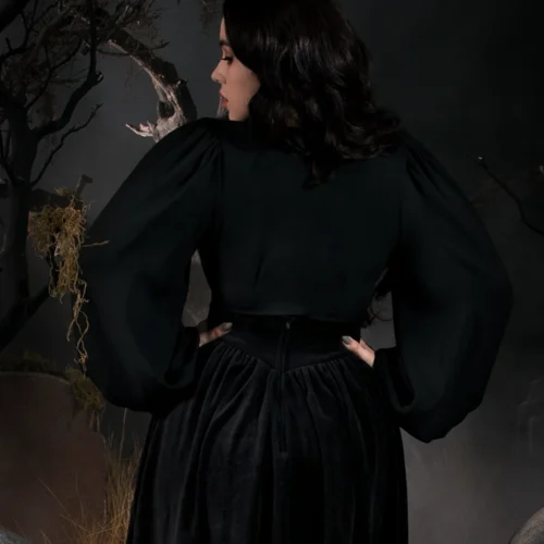 Georgette Wrap Top In Black -Elegant Ladies Wear 457E4B65 F08F 473A 8EDD 4DB39DE6BE38