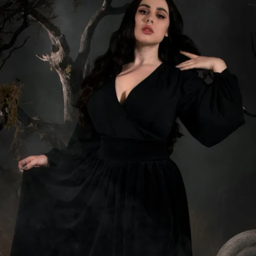 Georgette Wrap Top In Black -Elegant Ladies Wear 83CB7A1E 1E29 4879 8B5B C73927F07CDB