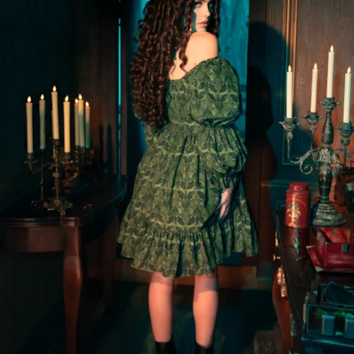 CRIMSON PEAK™ Allerdale Moth Wallpaper Babydoll Dress In Olive 25 CRIMSON PEAK™ Allerdale Moth Wallpaper Babydoll Dress In Olive -Elegant Ladies Wear Allerdale Babydoll Dress 1