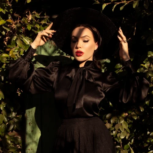 Victorian Blouse In Black -Elegant Ladies Wear BLACK SILK 7