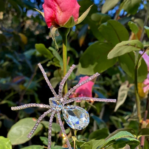 FINAL SALE - Spider Baby Rhinestone Spider Brooch - CRYSTAL -Elegant Ladies Wear Baby Spider 3