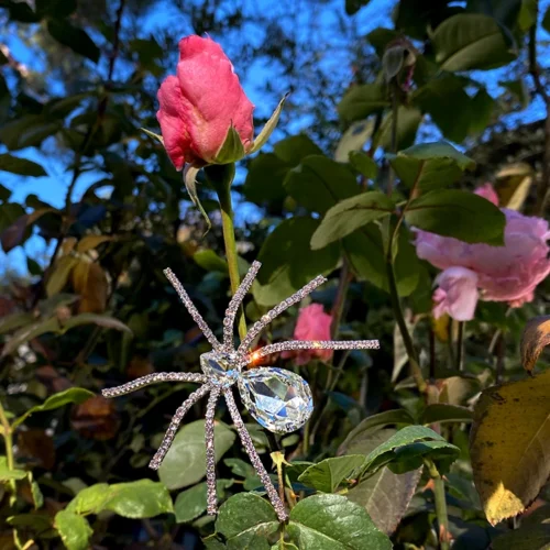 FINAL SALE - Spider Baby Rhinestone Spider Brooch - CRYSTAL -Elegant Ladies Wear Baby Spider 5