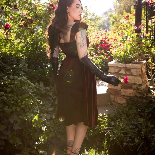 Baudelaire Swing Dress In Oxblood -Elegant Ladies Wear Baudelaire Oxblood Swing 1