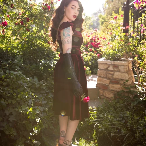 Baudelaire Swing Dress In Oxblood -Elegant Ladies Wear Baudelaire Oxblood Swing 2