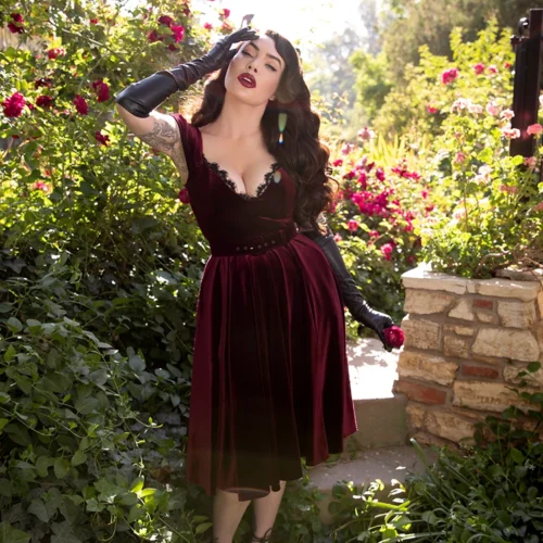 Baudelaire Swing Dress In Oxblood -Elegant Ladies Wear Baudelaire Oxblood Swing 6