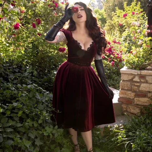 Baudelaire Swing Dress In Oxblood -Elegant Ladies Wear Baudelaire Oxblood Swing 7