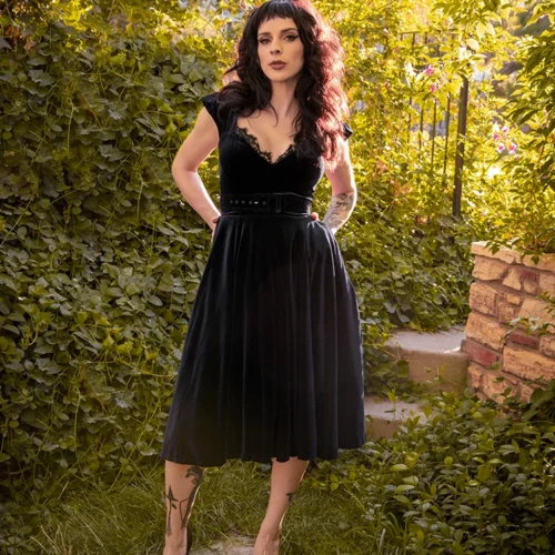 Baudelaire Swing Dress In Black -Elegant Ladies Wear Baudelier Black Swing 10