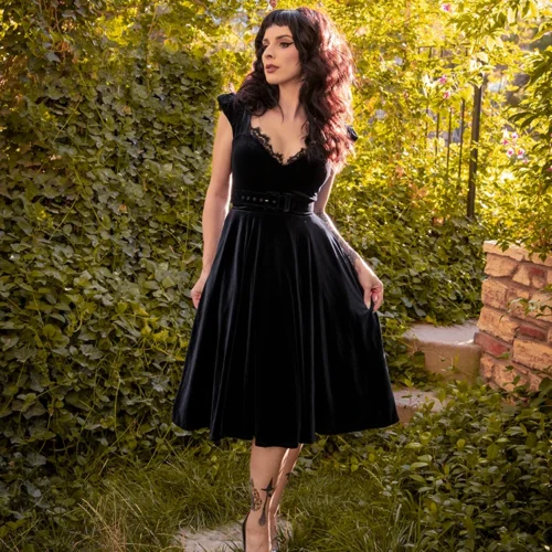 Baudelaire Swing Dress In Black -Elegant Ladies Wear Baudelier Black Swing 11