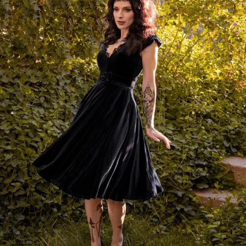 Baudelaire Swing Dress In Black -Elegant Ladies Wear Baudelier Black Swing 13