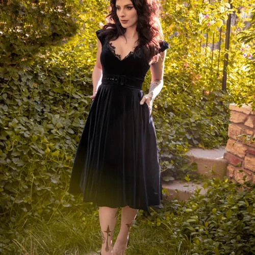 Baudelaire Swing Dress In Black -Elegant Ladies Wear Baudelier Black Swing 14