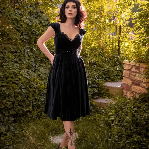 Baudelaire Swing Dress In Black -Elegant Ladies Wear Baudelier Black Swing 2