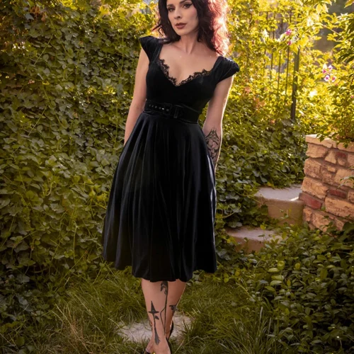 Baudelaire Swing Dress In Black -Elegant Ladies Wear Baudelier Black Swing 3