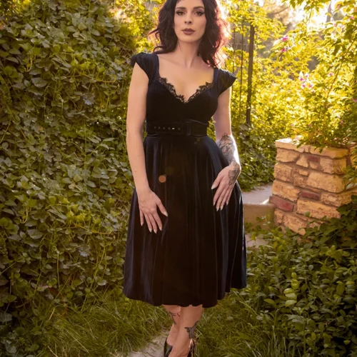 Baudelaire Swing Dress In Black -Elegant Ladies Wear Baudelier Black Swing 4