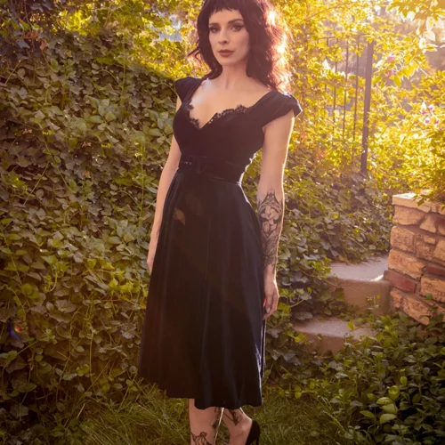 Baudelaire Swing Dress In Black -Elegant Ladies Wear Baudelier Black Swing 5