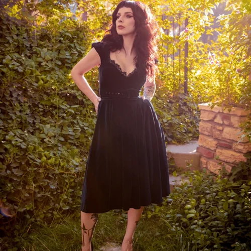 Baudelaire Swing Dress In Black -Elegant Ladies Wear Baudelier Black Swing 8