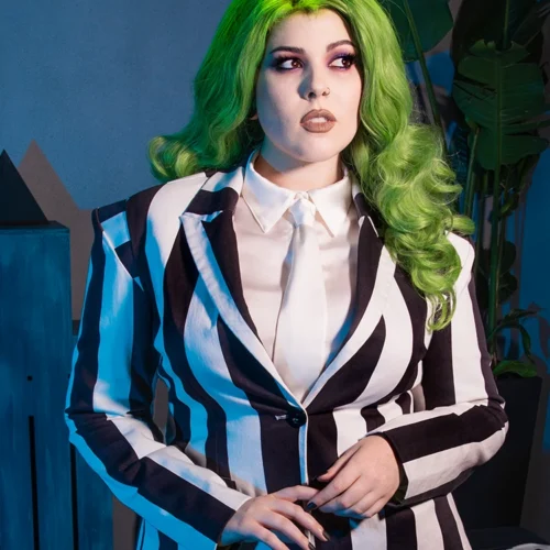 BEETLEJUICE™ Striped Corset Blazer 35 BEETLEJUICE™ Striped Corset Blazer -Elegant Ladies Wear Beetlejuice Jacket 15