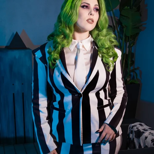 BEETLEJUICE™ Striped Corset Blazer 30 BEETLEJUICE™ Striped Corset Blazer -Elegant Ladies Wear Beetlejuice Jacket 16