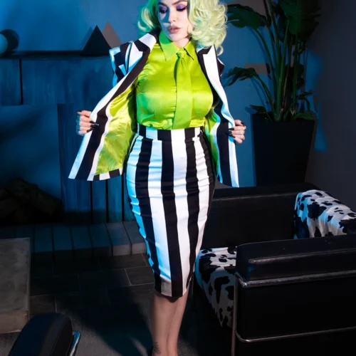 BEETLEJUICE™ Striped Pencil Skirt -Elegant Ladies Wear Beetlejuice Jacket 4 68d5a1be e044 4a9b ba31 0b7fdf582bc3
