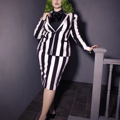 BEETLEJUICE™ Striped Pencil Skirt -Elegant Ladies Wear Beetlejuice Jacket 8 14a8ab55 1090 41f1 88ac f4605fe45c80