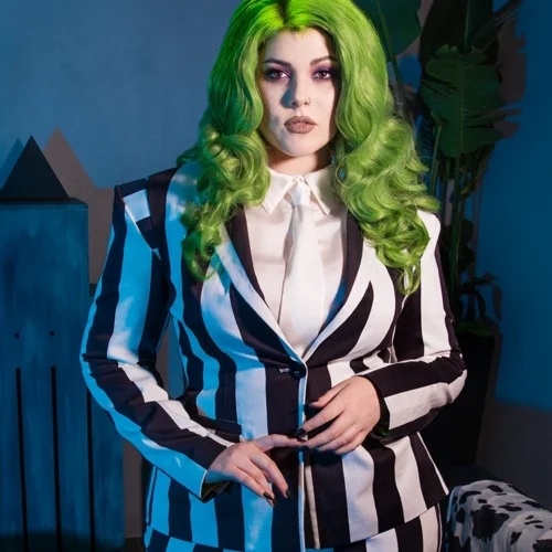 BEETLEJUICE™ Striped Corset Blazer 33 BEETLEJUICE™ Striped Corset Blazer -Elegant Ladies Wear Beetlejuice Jacket 9