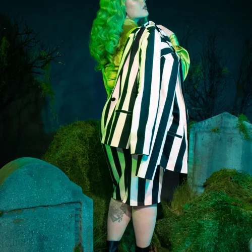 BEETLEJUICE™ Striped Corset Blazer 29 BEETLEJUICE™ Striped Corset Blazer -Elegant Ladies Wear Beetlejuice Suit 4
