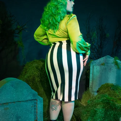 BEETLEJUICE™ Striped Pencil Skirt -Elegant Ladies Wear Beetlejuice Suit 5 74ba5723 6a49 4ecc a904 059e0736d165