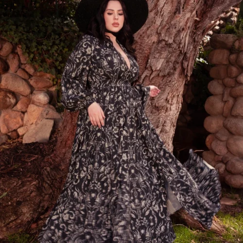 Belladonna Maxi Dress In Cottage Witch Toile Print 18 Belladonna Maxi Dress In Cottage Witch Toile Print -Elegant Ladies Wear Belladonna Maxi 18