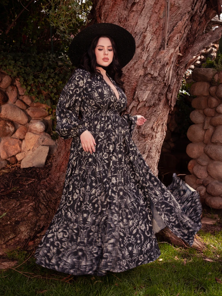 Belladonna Maxi Dress In Cottage Witch Toile Print 6 Belladonna Maxi Dress In Cottage Witch Toile Print - Image 4