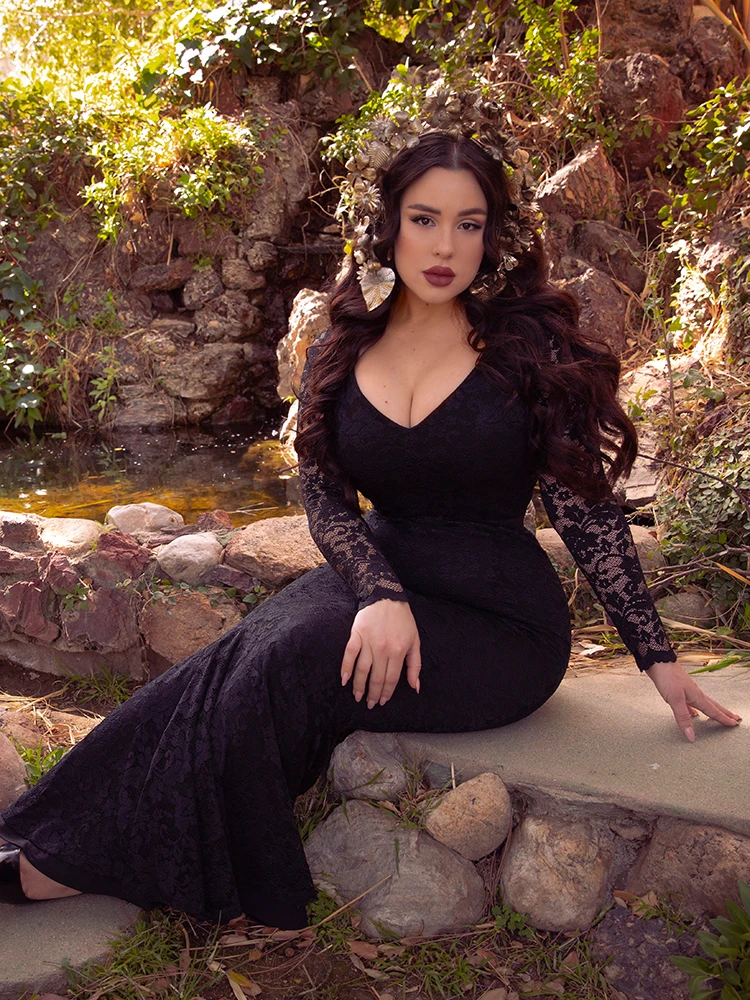 Black Marilyn Lace Gown In Black 3 Black Marilyn Lace Gown In Black