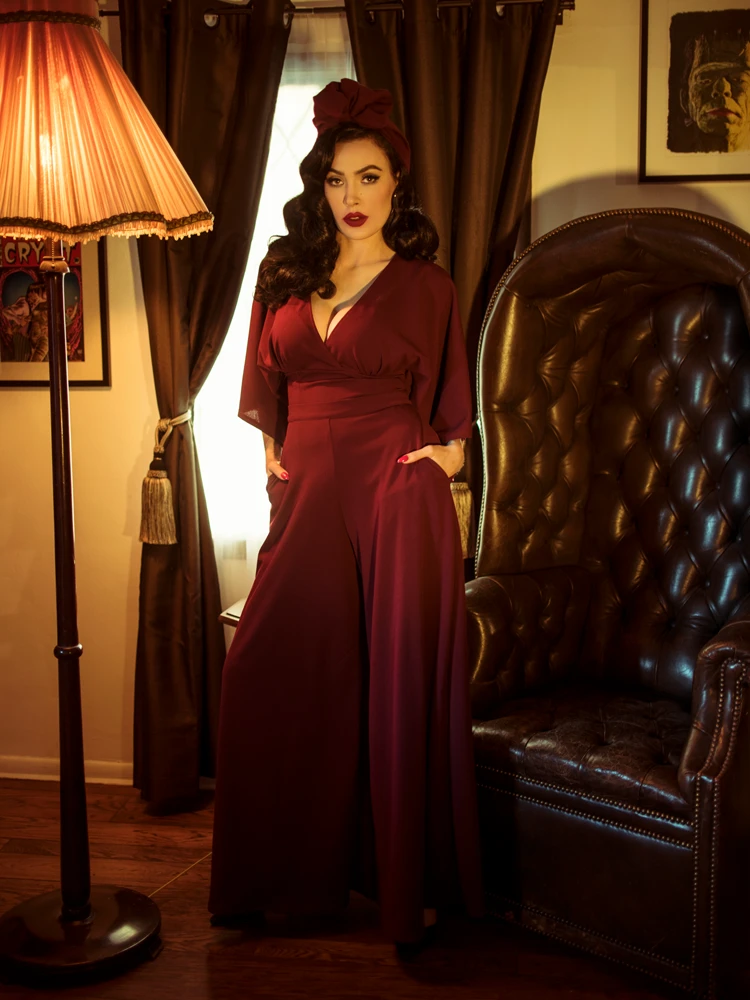 Black Widow Palazzo Pants In Oxblood 16 Black Widow Palazzo Pants In Oxblood - Image 14