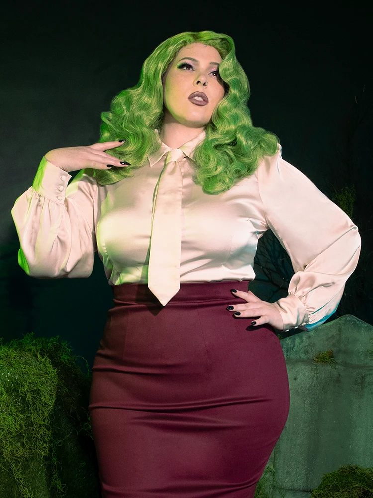 Bowie Blouse W/Matching Tie In Tea Stained Charmeuse 4 Bowie Blouse W/Matching Tie In Tea Stained Charmeuse - Image 2