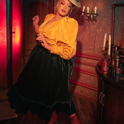 FINAL SALE - Victorian Velvet Bustle Skirt In Olive -Elegant Ladies Wear Bustle Skirt Olive 2 8ef89560 e4b0 4032 8edb 894dee20092c