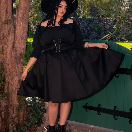 Cottage Corset Pinafore In Black -Elegant Ladies Wear Cottage Jumper 11