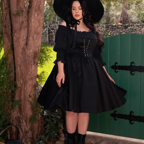 Cottage Corset Pinafore In Black -Elegant Ladies Wear Cottage Jumper 2