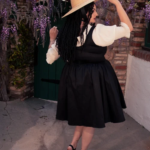 Cottage Corset Pinafore In Black -Elegant Ladies Wear Cottage Jumper 6