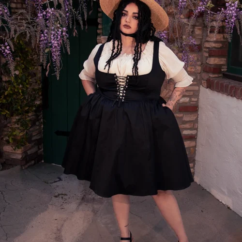 Cottage Corset Pinafore In Black -Elegant Ladies Wear Cottage Jumper 7