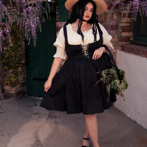 Cottage Corset Pinafore In Black -Elegant Ladies Wear Cottage Jumper 8