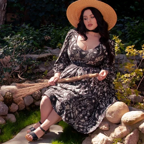 Dark Forest Dress In Cottage Witch Toile Print -Elegant Ladies Wear Cottage Witch Dress 2 13b25311 62b2 44f3 8787 47fa9d633601