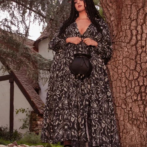 Belladonna Maxi Dress In Cottage Witch Toile Print 24 Belladonna Maxi Dress In Cottage Witch Toile Print -Elegant Ladies Wear Cottage Witch Maxi 2