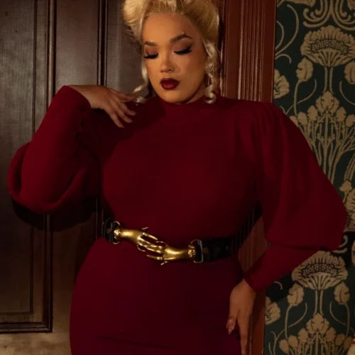 Victorian Cycling Pullover Sweater In Crimson