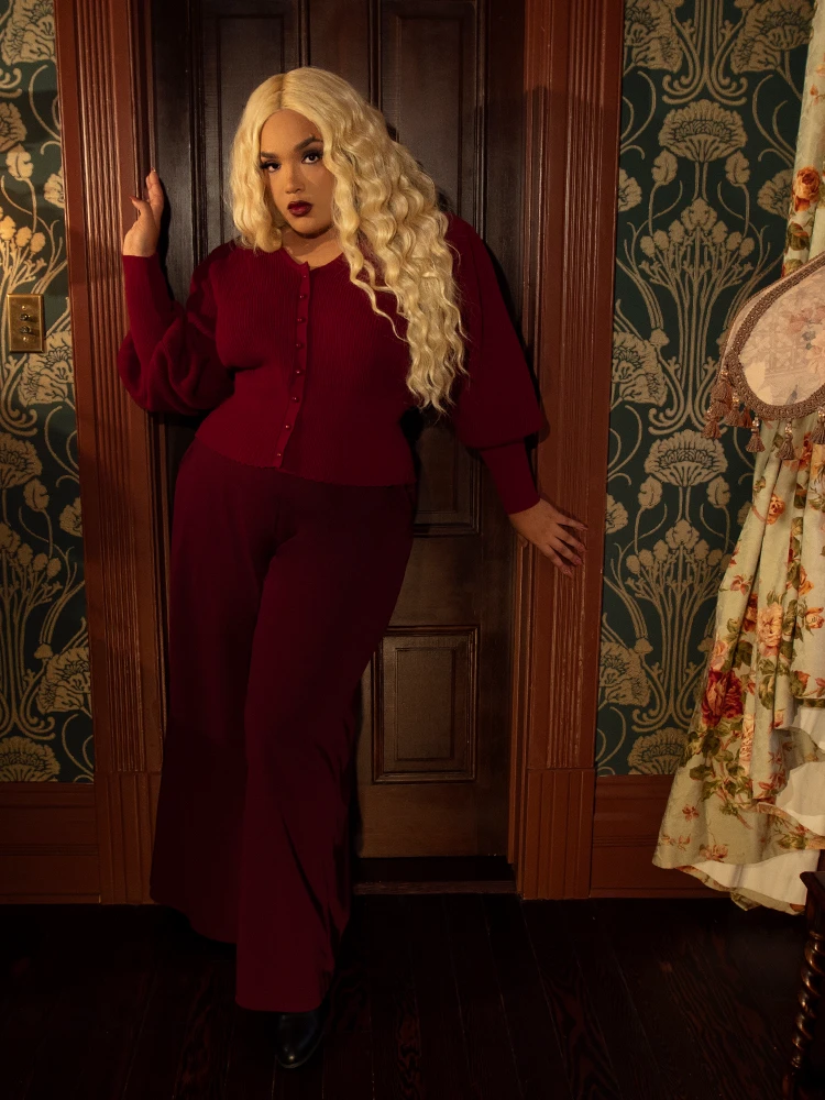 Black Widow Palazzo Pants In Oxblood 5 Black Widow Palazzo Pants In Oxblood - Image 3