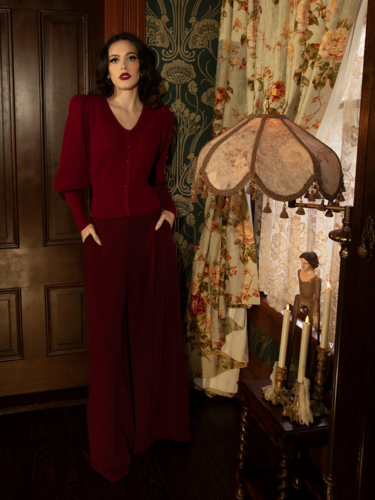 Black Widow Palazzo Pants In Oxblood 10 Black Widow Palazzo Pants In Oxblood - Image 8