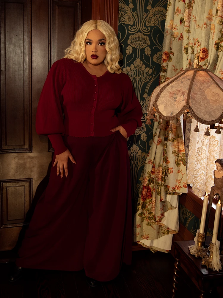 Black Widow Palazzo Pants In Oxblood