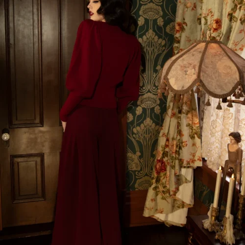 Black Widow Palazzo Pants In Oxblood 27 Black Widow Palazzo Pants In Oxblood -Elegant Ladies Wear Crimson Pants 6