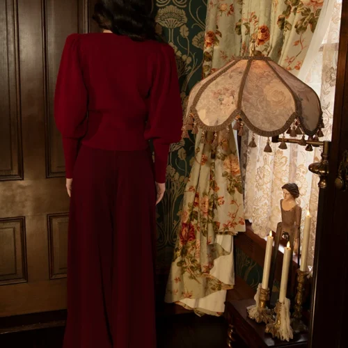 Black Widow Palazzo Pants In Oxblood 28 Black Widow Palazzo Pants In Oxblood -Elegant Ladies Wear Crimson Pants 7