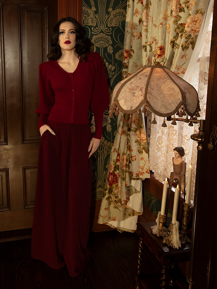 Black Widow Palazzo Pants In Oxblood 8 Black Widow Palazzo Pants In Oxblood - Image 6