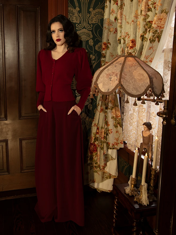 Black Widow Palazzo Pants In Oxblood 9 Black Widow Palazzo Pants In Oxblood - Image 7