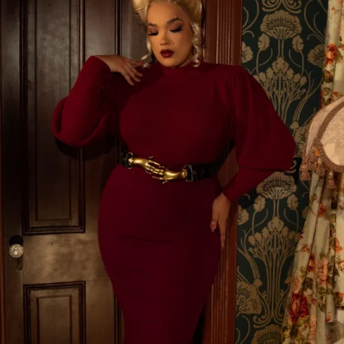 Vamp Pencil Skirt In Oxblood