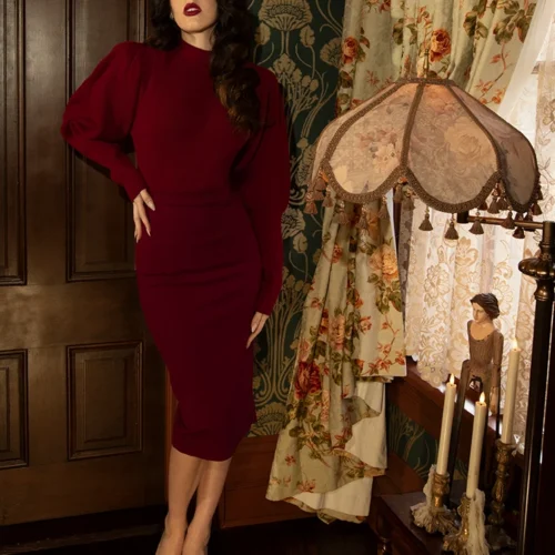 Vamp Pencil Skirt In Oxblood 31 Vamp Pencil Skirt In Oxblood -Elegant Ladies Wear Crimson Pencil Skirt 12