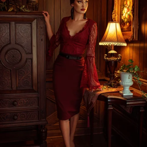 Vamp Pencil Skirt In Oxblood 38 Vamp Pencil Skirt In Oxblood -Elegant Ladies Wear Crimson Pencil Skirt 55525747 74fe 46b4 82e9 0b816bab7019